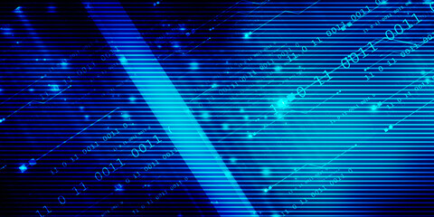 2d illustration abstract digital binary data on computer screen