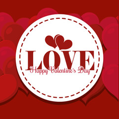 Sticker - Happy valentines day card with hearts Vector illustration