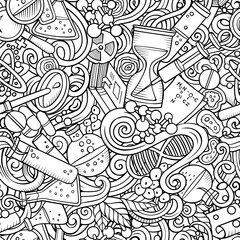 Wall Mural - science hand drawn doodles seamless pattern.