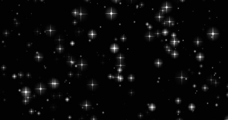 Poster - The shimmer of bright shining stars on a black background glows with 4k animation