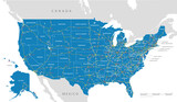 Fototapeta  - High detailed USA interstate road map vector template