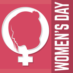 Sticker - Female symbol and woman silhouette Women day Vector illustration