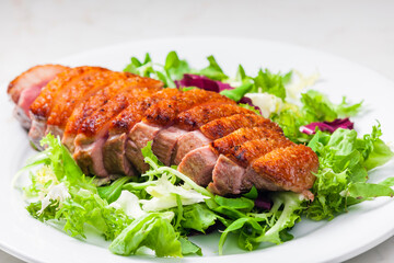 Wall Mural - roasted duck breast with green salad