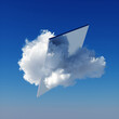 © NeoLeo - 3d render, abstract minimal blue background with white cloud going through square mirror