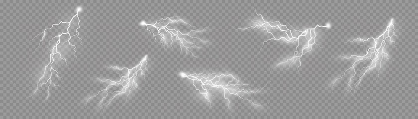 Wall Mural - set of zippers, thunderstorm and effect lightning.