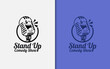 Stand Up Comedy Logo Design with Funny Microphone Character Design.