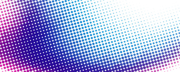 Poster - Halftone background with color transition from cerise to blue through purple