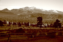 Historic McGregor Ranch - View To Fourteen Thousand Foot High Long's Peak In Rocky Mountain National Park, Colorado