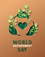 Wall Mural - Environment day green paper cut recycle card