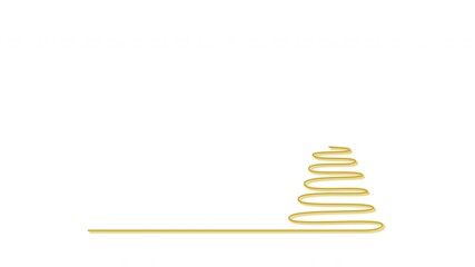 Wall Mural - Self drawing animation of New Year tree, Christmas decoration. Line art. Copy space.