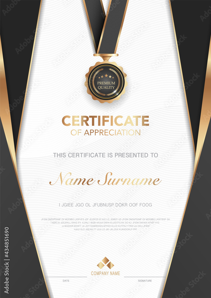 diploma certificate template black and gold color with luxury and ...