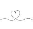 Abstract hearts as continuous line drawing on white as background