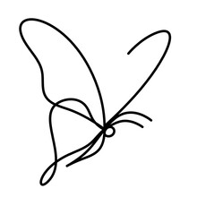 Butterfly Line Icon, Isolated On The White