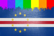 Paint (rainbow flag) is dripping over the national flag of Cape Verde
