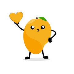 Wall Mural - Sweet orange mango fruit cartoon character vector illustration