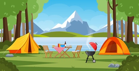 cartoon tourist camp