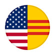 © Stock PM - round icon with united states of america and south vietnam flags isolated on white background