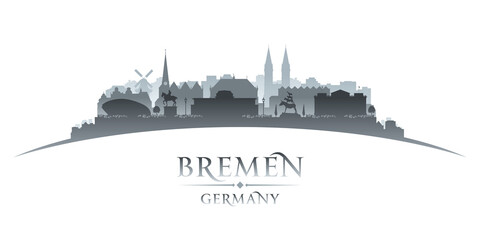 Fototapete - Bremen Germany city silhouette white background