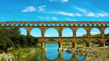 Pont Du Gard Historical Roman Bridge Aqueduct