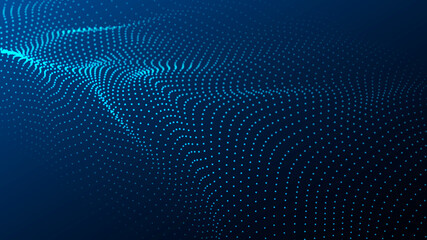 Leinwandbilder - Abstract digital wave of particles. Futuristic point wave. Technology background vector. Vector illustration