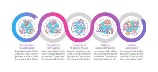 Wall Mural - company main values vector infographic template. sustainability, innovation presentation design elem