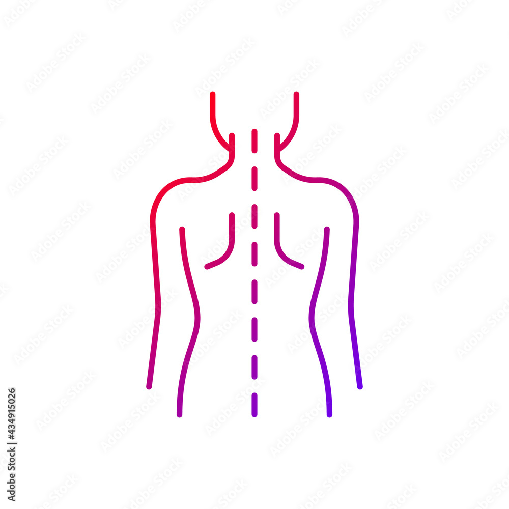 Spinal Alignment Symbol Good posture gradient linear vector icon. Normal spine. Normal spinal ...