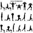 Workout man set. Legs workout illustration silhouette
