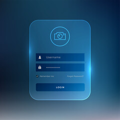 login page template in glass style