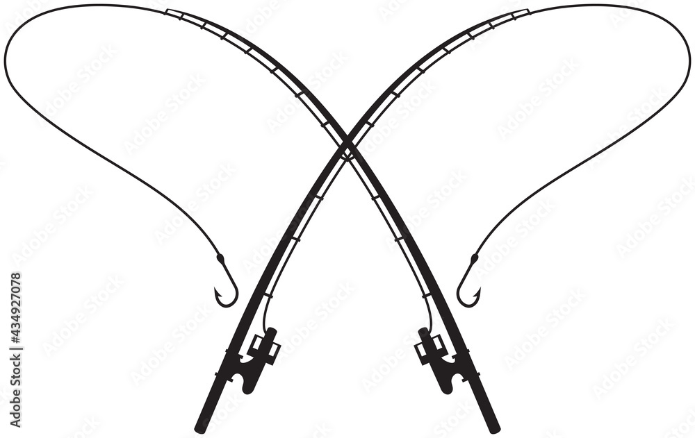 crossed fishing pole vector Fishing Rods crossed vector illustration Stock Vector