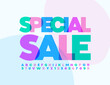 © Popskraft - Vector promo banner Special Sale. Watercolor creative Font. Artistic Alphabet Letters and Numbers set