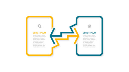 business infographic label design with arrows. creative chart elements process with 2 options or ste