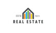 © Aprilia Yusuf - Abstract colorful house logo design vector. Real estate logo template isolated on white