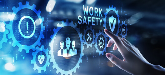 work safety hse regulation rules business concept on screen