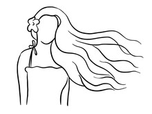 Girl With Beautiful Hair Hand Drawn Illustartion