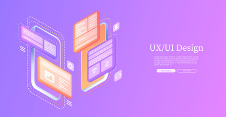 Creates a custom design for a mobile application, ui ux design. 
Development of applications, design. Programming equipment.  Digital communication. Web banner. Landing page, template. Isometric