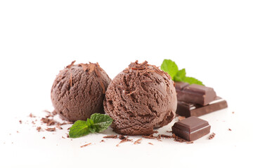 Wall Mural - chocolate ice cream isolated on white background