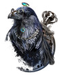 Raven in steampunk style. Watercolor drawing