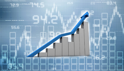 3d rendering Stock market online business concept. business Graph 