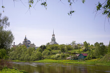 Ancient Monastery Of Saints Boris And Gleb On The Bank Of The River Tvertsy In The Ancient Provincial Russian Town Of Torzhok