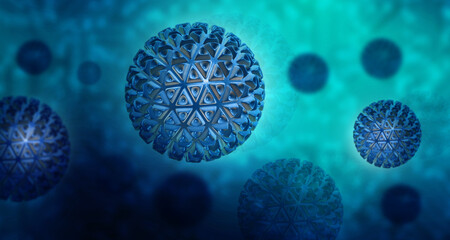 Sticker - 3d rendering Virus bacteria cells background