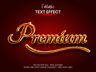 Red gold editable text effect vector. Text effect premium style theme. Easy to use.