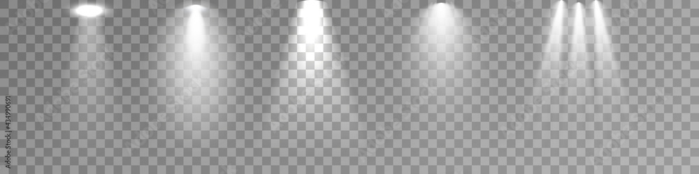 Set of Spotlight isolated on transparent background. Vector glowing ...