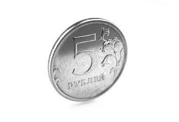 5 russian ruble coin isolated on white background