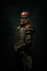 Wall Mural - Portrait of a medieval fighter in profile