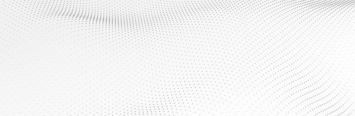 White Gray background. 3d dotted surface. Futuristic landscape. Technology presentation backdrop. Vector illustration