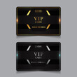 Vector VIP golden and platinum card. Black geometric pattern background with premium design. Luxury and elegant graphic template layout for vip member