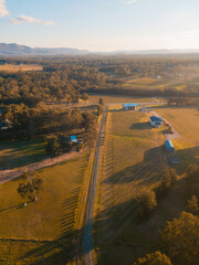 Wall Mural - aerial view of small road in hunter valley area.