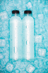 Canvas Print - Cool bottled cold drinks in summer