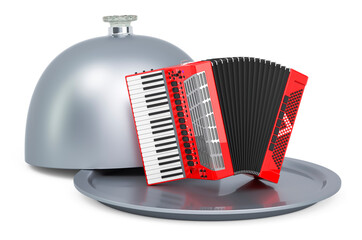 Restaurant cloche with piano accordion, 3D rendering