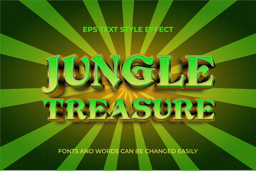 Wall Mural - Jungle treasure golden green 3D editable text style effect